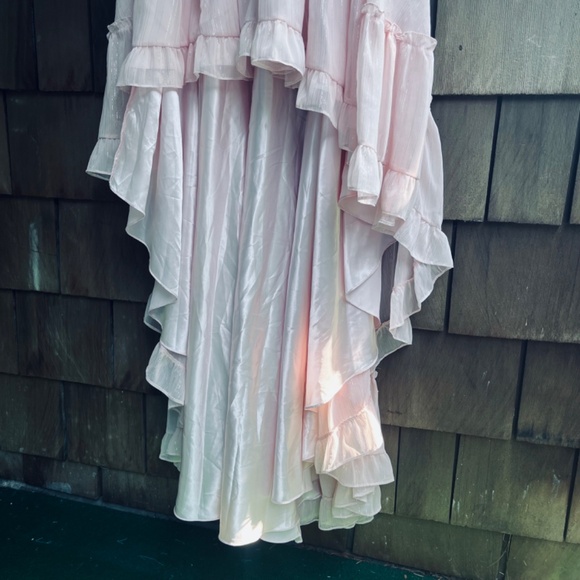 MAC DUGGAL 10 Beaded Ruffle High Low Gown Pink Sleeveless Chiffon 68096 - Picture 10 of 15